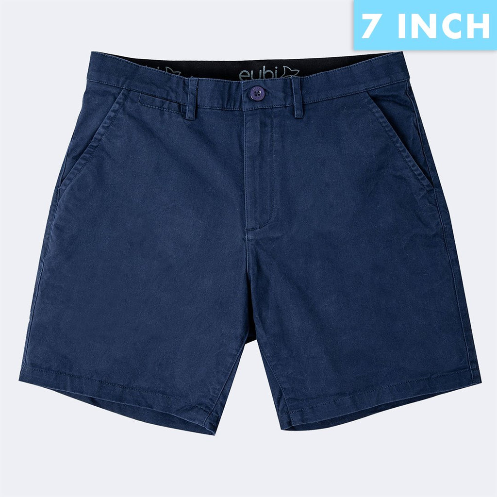 Eubi Official: An image of the 7-inch Midnight Blue colored All Day Shorts